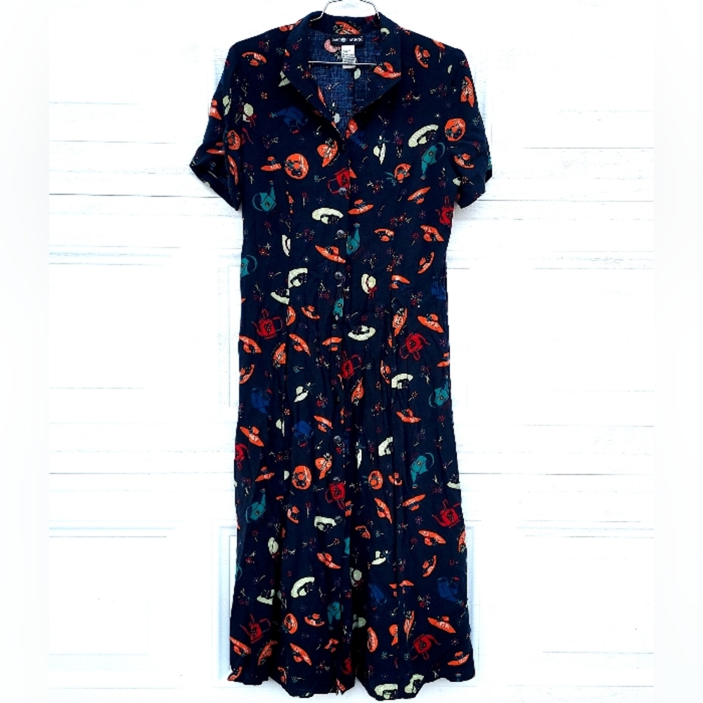 Sag Harbor Black Button Down Hat Maxi Dress